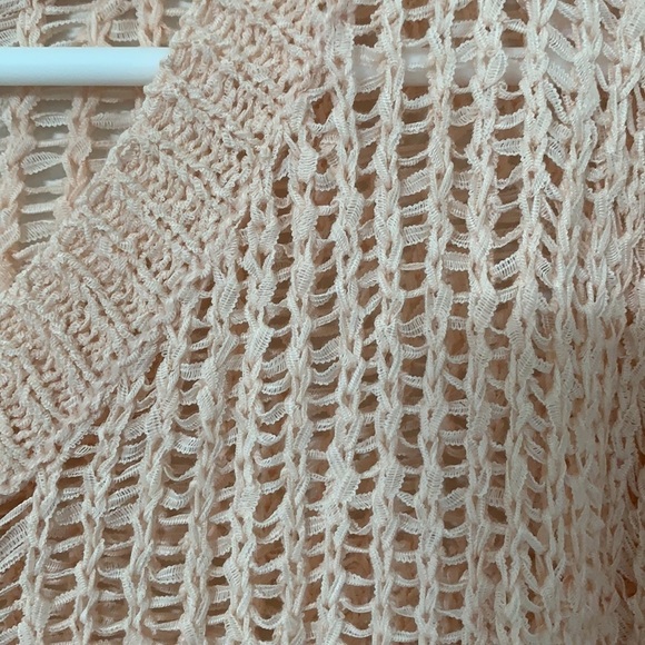 BLUSH PINK CROCHETED LONG SLEEVE TOPS WOMEN SIZE 3X - Picture 5 of 9